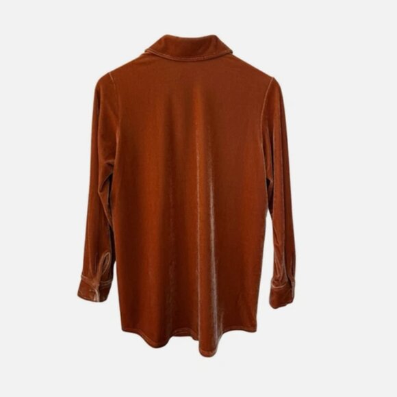 NWT Soft Surroundings Dark Copper Velvet Boyfriend Tunic Shirt Top Size PXS - Picture 6 of 8